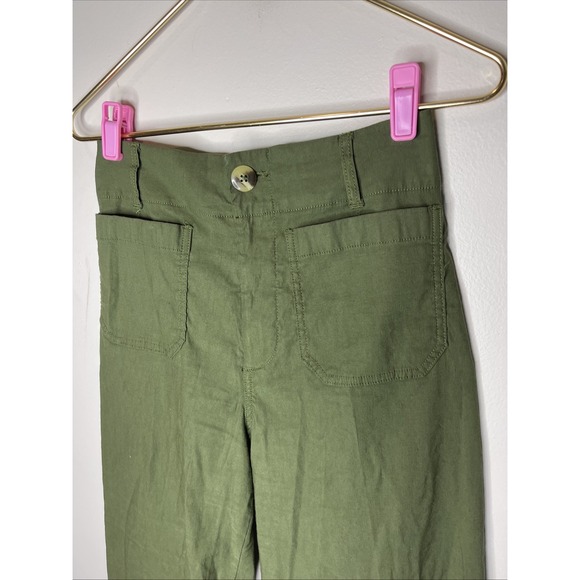 Maeve Anthropologie The Colette Green Viscose Linen Pant Sz 26 - Picture 2 of 10